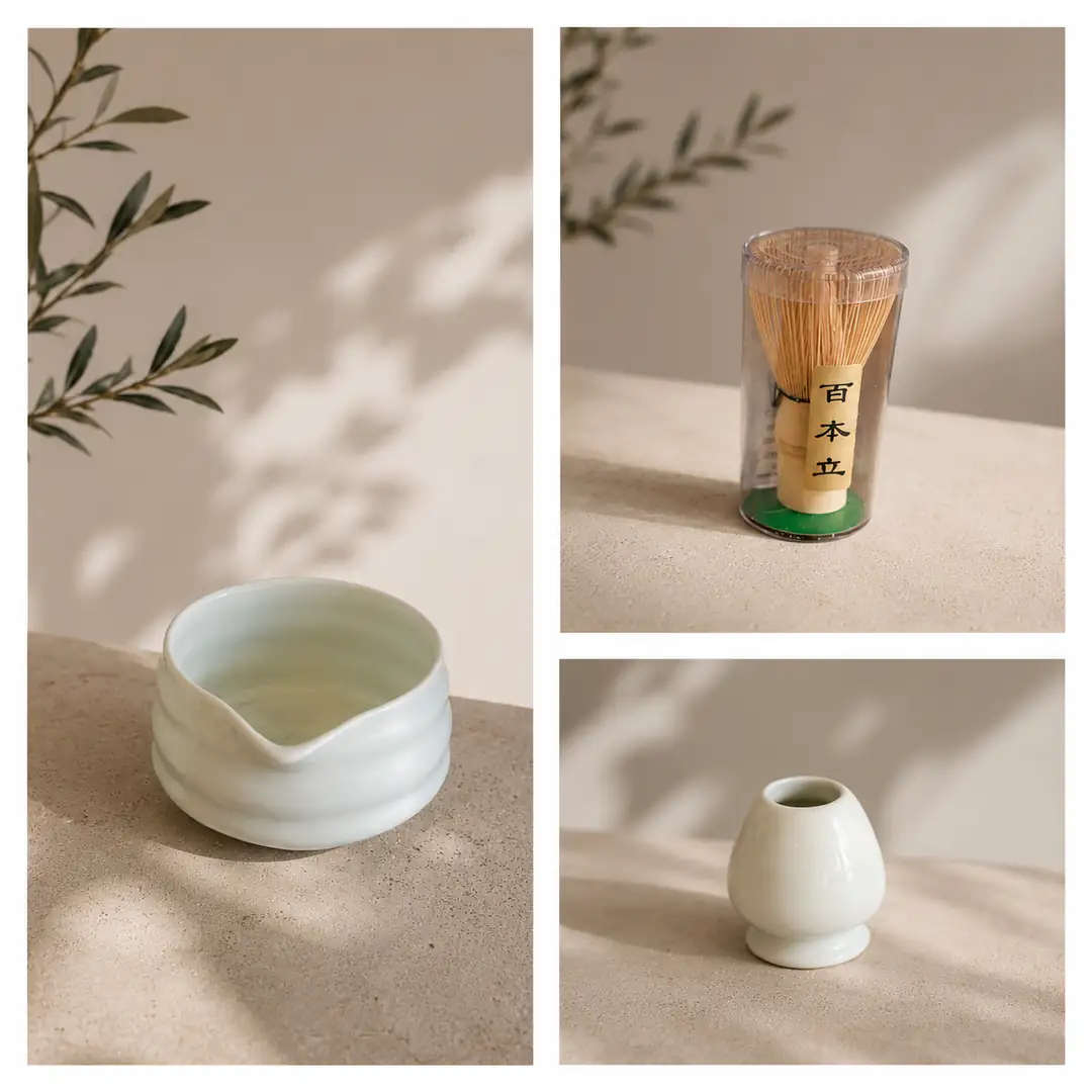 Ürün görseli: Matcha Seti 3lü Kase Tutamaç Fırça